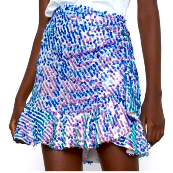 Zara Skirts Zara Mini Skirt With Iridescent Sequins Party Skirt